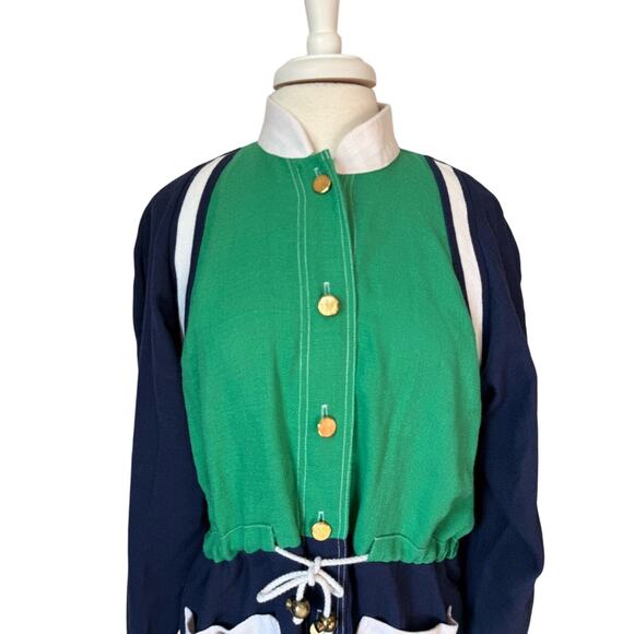 New Joyce Sportswear Vtg Women's 10 Kelly Green Colorblock Sport Anorak Jacket - Picture 5 of 11